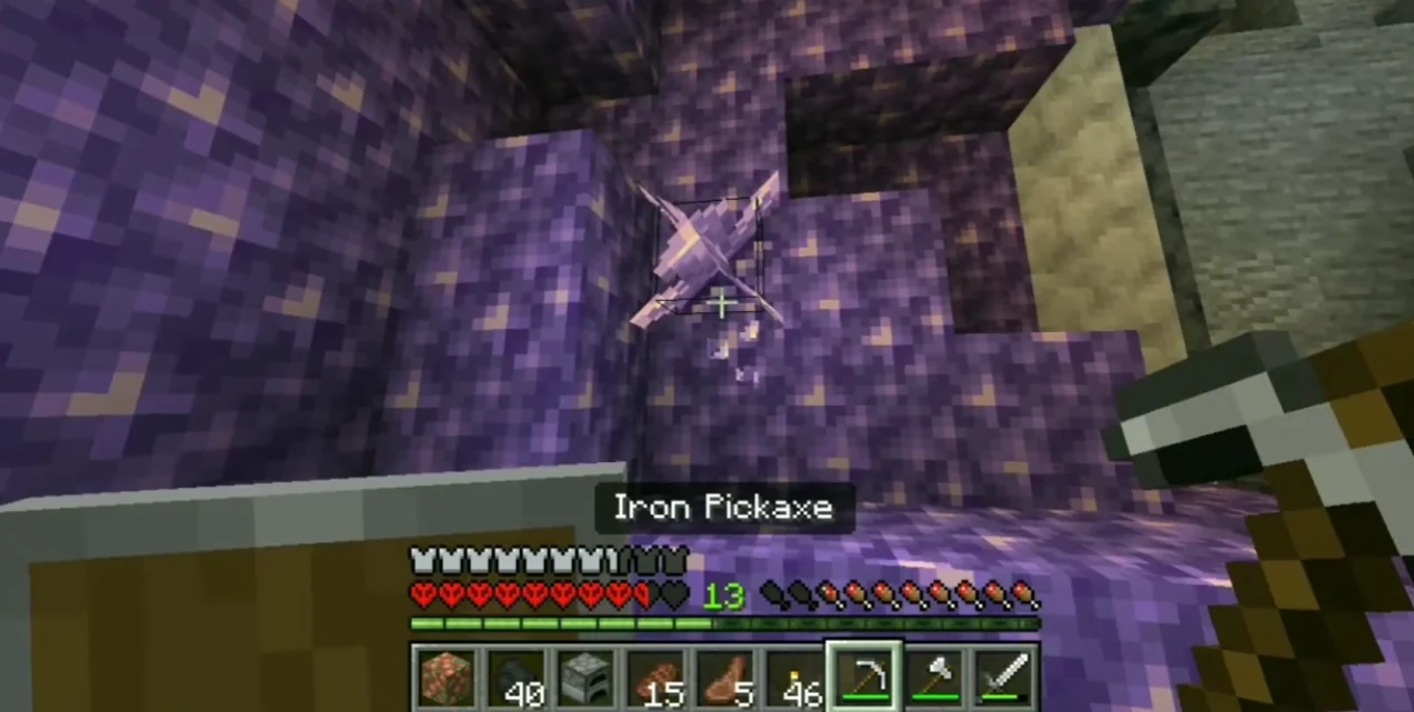 Minecraft amethyst geode mining gameplay clip