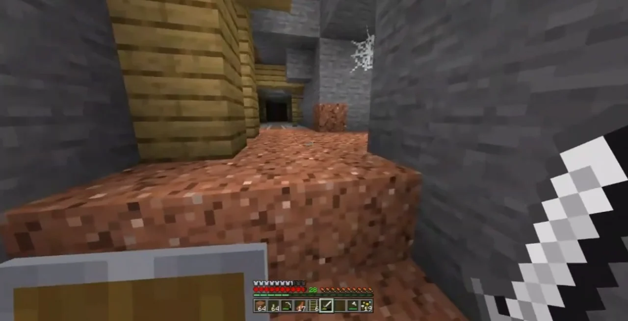 Minecraft mineshaft cave exploration gameplay clip