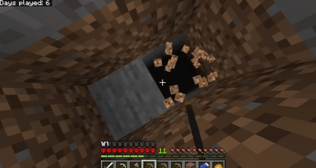Minecraft underground digging gameplay clip